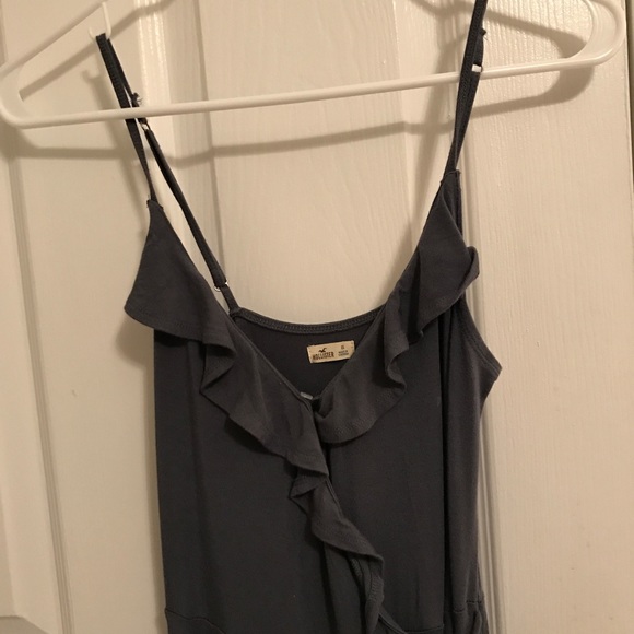 wrap up grayish blue ruffled dress - Picture 4 of 5